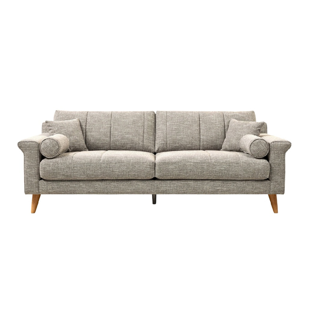 **Sofa z tkaniny w stylu skandynawskim z drewnianymi nóżkami**